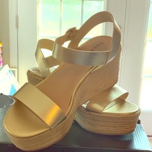 Metallic gold wedge platform espradrille- Torrid